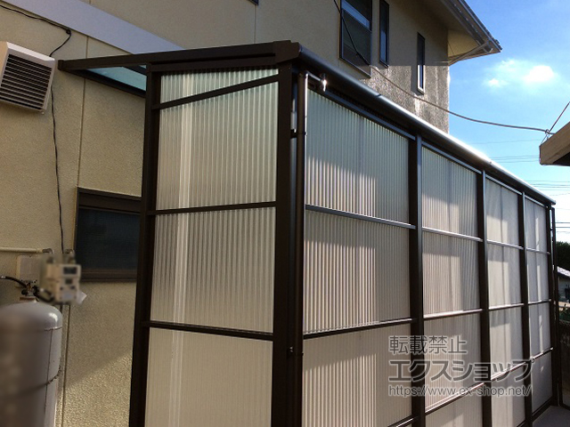 岐阜県土岐市ののストックヤード スピーネストックヤードF型 波板タイプ 連棟 袖壁仕様 積雪〜20cm対応 施工例