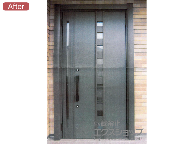 静岡県焼津市のLIXIL リクシル（トステム）の玄関ドア リシェント玄関ドア3 断熱K4仕様 手動 親子仕様(ランマ無)R M28型 施工例