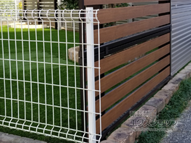 奈良県宇陀市のの門扉 シンプレオ門扉1型 横格子 両開き親子 門柱使用 施工例