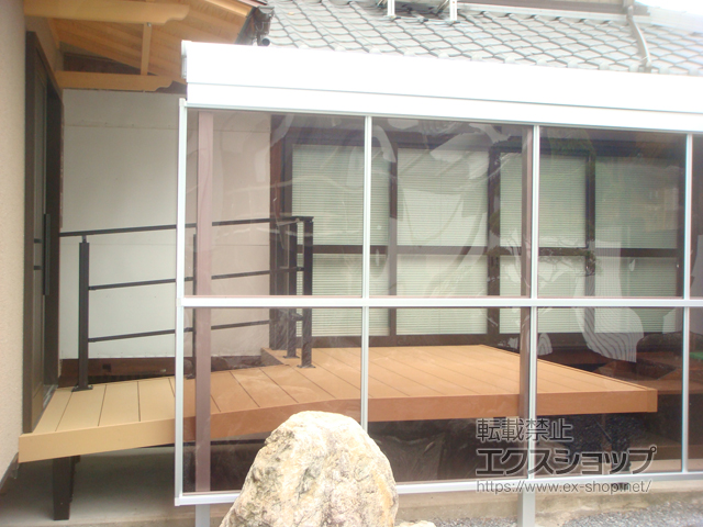 岐阜県養老郡養老町ののウッドデッキ、テラス屋根 スピーネ F型 テラスタイプ 単体 積雪〜20cm対応 施工例