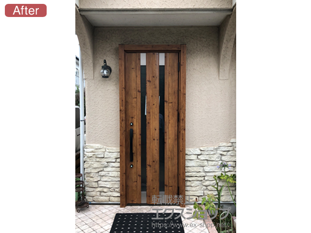 東京都練馬区のLIXIL リクシル（トステム）の玄関ドア リシェント玄関ドア3 アルミ仕様 手動 片開き仕様(ランマ無)R C14N型 施工例