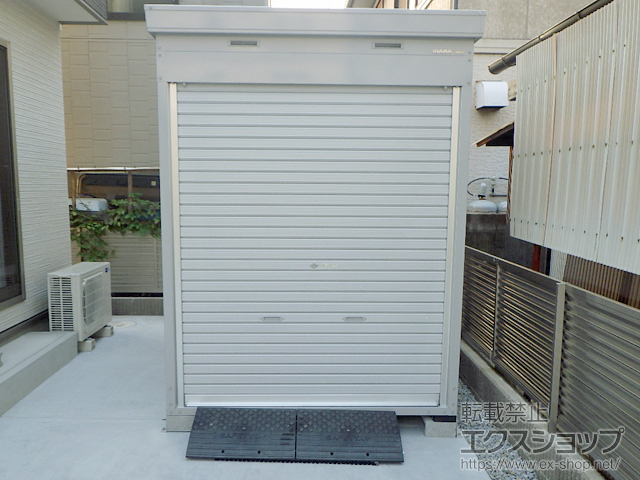 香川県高松市のの物置・屋外倉庫 バイク保管庫 床付タイプ 一般型（FXN-1730HY） FXN-1730HY-SG 施工例