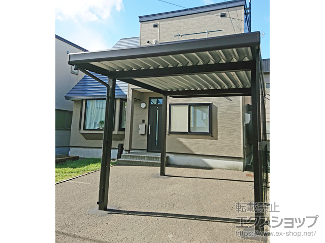 北海道札幌市ののカーポート ジーポートneo Aタイプ 角柱4本 積雪〜100cm対応 施工例