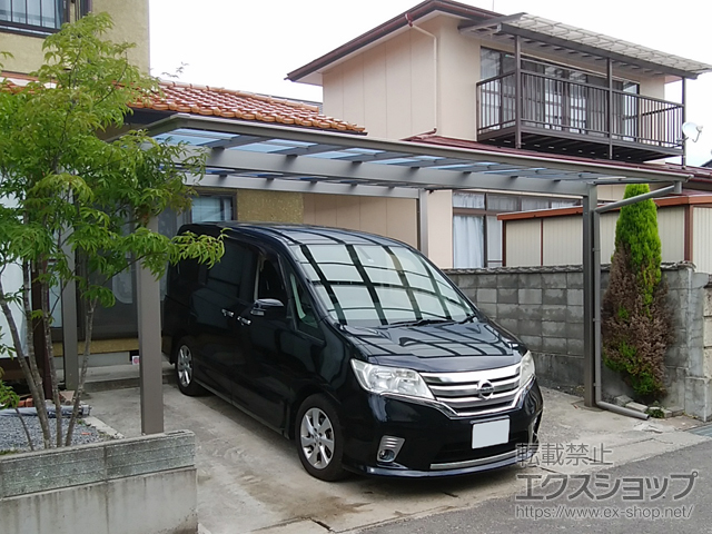 福島県福島市ののカーポート ソリッドポート ワイド 積雪〜20cm対応 施工例