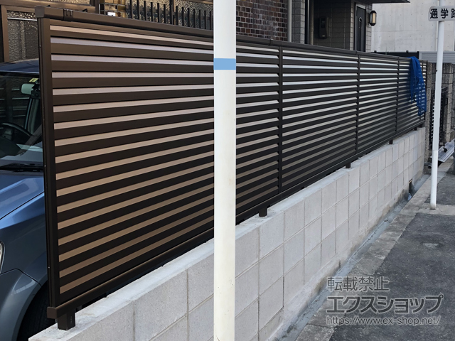 大阪府大阪市ののフェンス・柵 ミエーネフェンス 目隠しルーバータイプ 自由柱施工 施工例