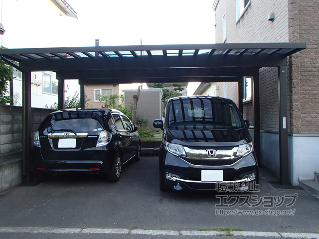 北海道札幌市ののカーポート ソルディーポート 2台用 3000 積雪〜100cm対応*柱6本仕様 施工例