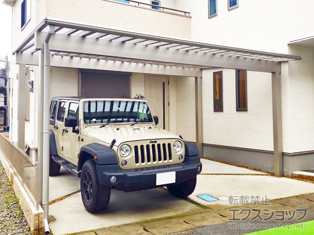 滋賀県米原市ののカーポート エフルージュ ツイン50 積雪〜50cm対応/6ｍ梁延長（水下側のみ） 施工例