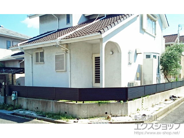 大阪府貝塚市ののフェンス・柵 ミエーネフェンス 目隠しルーバータイプ 自由柱施工 施工例