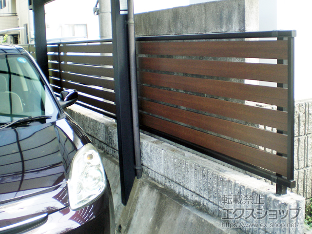 滋賀県大津市ののフェンス・柵 モクアルフェンス 横板タイプ 自由柱施工 施工例