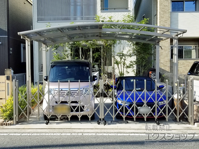 大阪府茨木市ののカーゲート トリップゲート RB型 ノンレール 両開き 48W 施工例