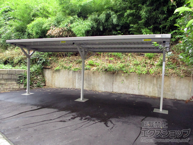 宮城県仙台市ののサイクルポート・駐輪場 自転車置場 SP10J型（一般型・ガルバリウム鋼板屋根）埋込み仕様 連棟 施工例