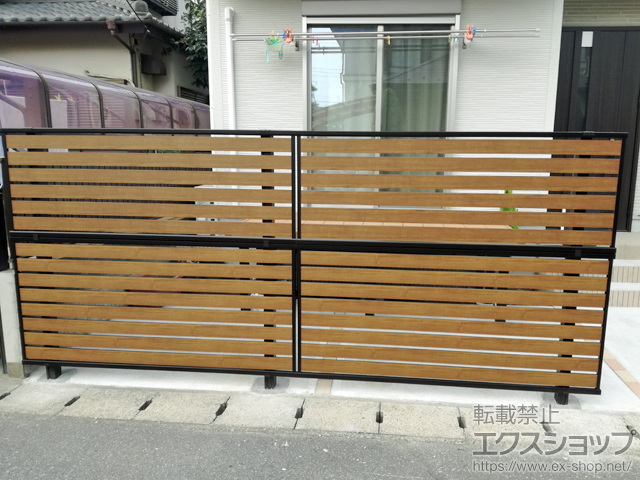 千葉県柏市ののフェンス・柵 モクアルフェンス 横板タイプ 2段支柱施工 施工例