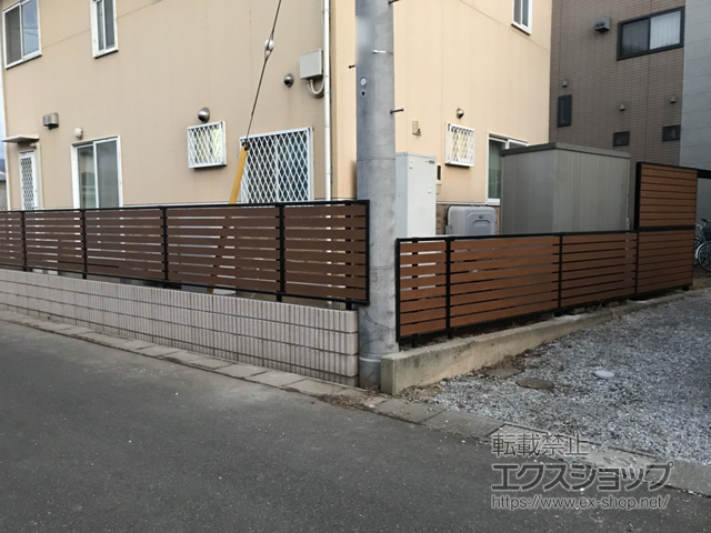 長野県岡谷市ののフェンス・柵 モクアルフェンス 横板タイプ 自由柱施工 施工例