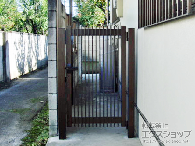 栃木県足利市のの門扉 シンプレオ門扉T1型 縦格子 片開き 門柱使用 施工例