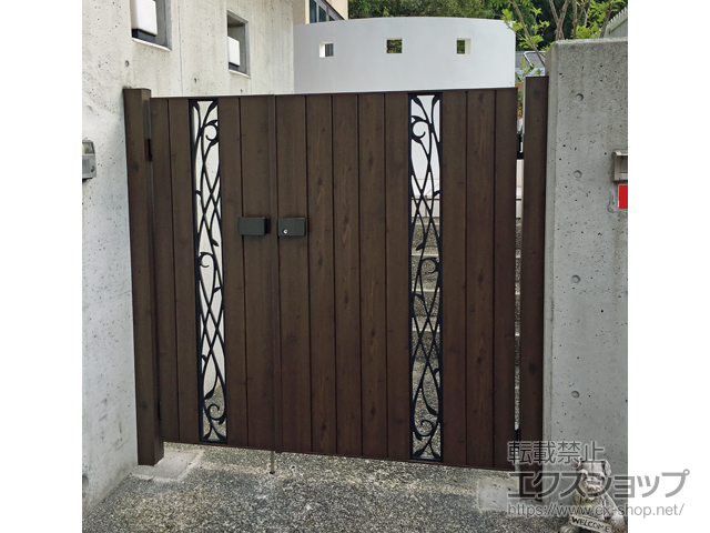 奈良県奈良市のの門扉 【特注】フレイナ門扉 SC型 両開き 門柱タイプ 施工例