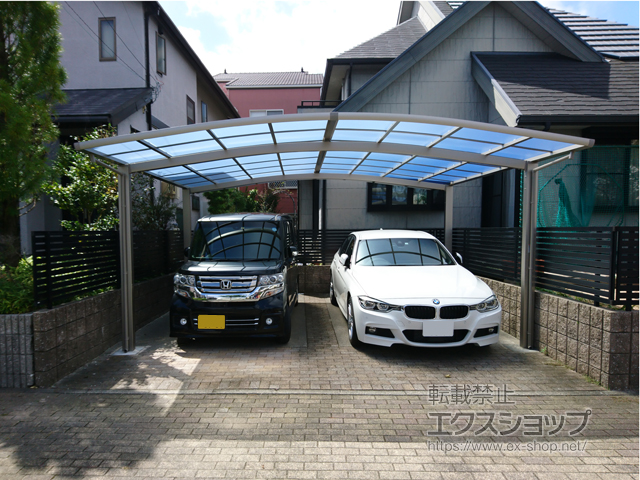 静岡県浜松市ののカーポート ネスカR (ラウンドスタイル) ワイド 積雪〜20cm対応 施工例