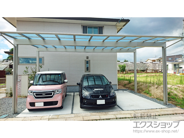 岡山県赤磐市ののカーポート エフルージュ トリプル 積雪〜20cm対応 施工例