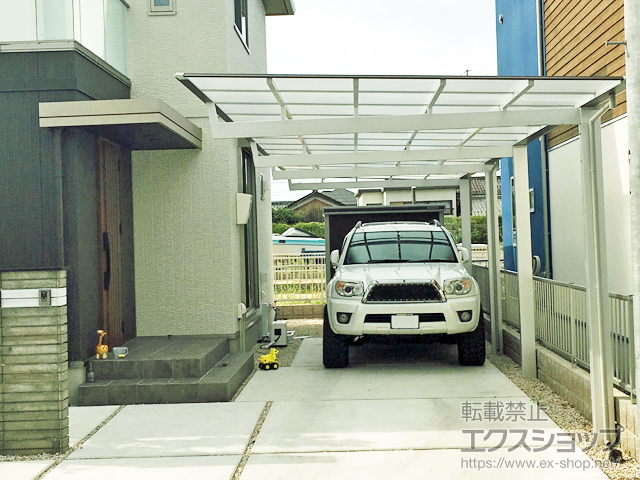 滋賀県近江八幡市ののカーポート ニューマイリッシュ 縦連棟 通常勾配 前上がり マテリアルカラー 積雪〜20cm対応 施工例