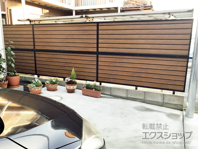 愛知県岡崎市ののフェンス・柵 モクアルフェンス 目隠しタイプ 2段支柱施工 施工例