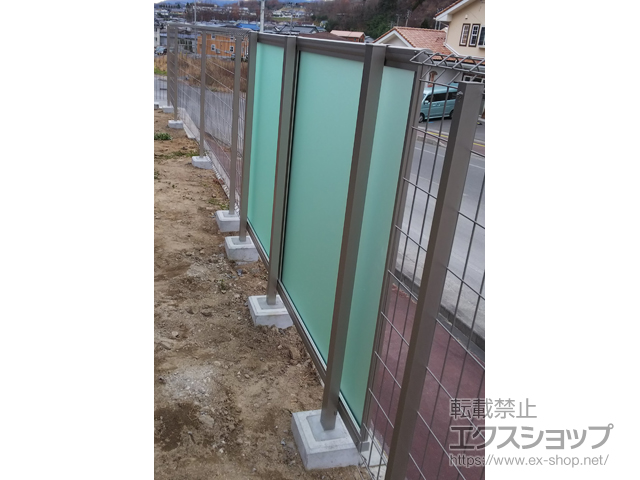 岩手県宮古市ののフェンス・柵 シンプレオフェンスP1型 目隠しポリカパネル 自由柱施工 施工例