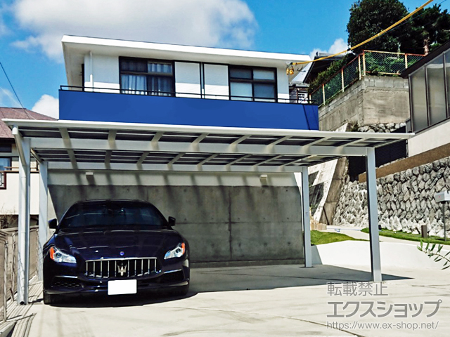 静岡県浜松市ののカーポート ネスカF (フラットスタイル) ワイド 積雪〜20cm対応 施工例