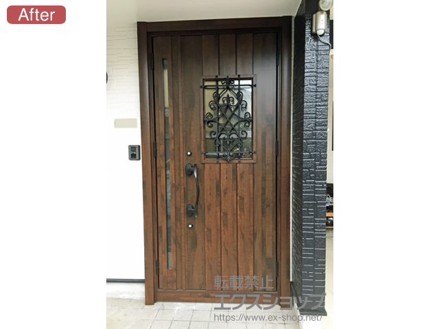 兵庫県加古川市のLIXIL リクシル（トステム）の玄関ドア リシェント玄関ドア3 断熱K4仕様 手動 親子仕様(ランマ無)R D41型 施工例