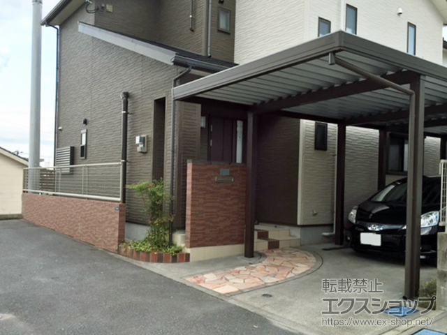 鹿児島県鹿児島市ののカーポート ウィンスリーポートII 縦連棟 角柱8本 積雪30cm対応 施工例