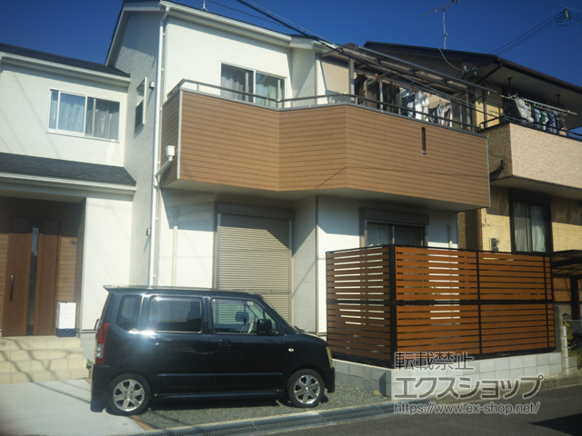 大阪府泉南市ののフェンス・柵 モクアルフェンス 横板タイプ 2段支柱 自立建て用（パネル2段・1段） 施工例