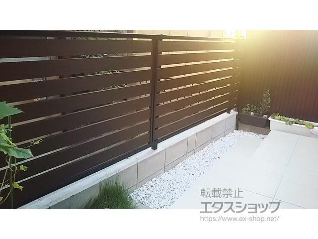 福岡県大野城市ののフェンス・柵 モクアルフェンス 横板タイプ 自由柱施工 施工例