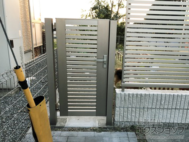 福岡県直方市のの門扉 ライシス門扉 3型 太横桟 片開き 柱使用 施工例