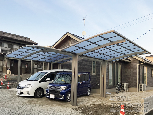 広島県福山市ののカーポート ネスカR (ラウンドスタイル) M+Y合掌 積雪〜20cm対応 施工例