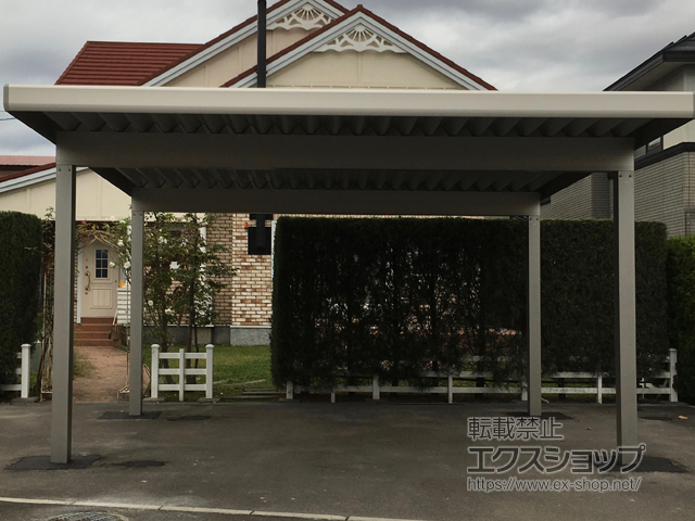 北海道函館市ののカーポート ジーポートneo Aタイプ 2台用 角柱4本柱 積雪〜100cm対応 施工例