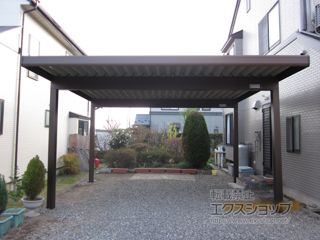 長野県上伊那郡南箕輪村のの二重窓（内窓）、カーポート ジーポートneo Aタイプ 2台用 角柱4本柱 積雪〜100cm対応 施工例