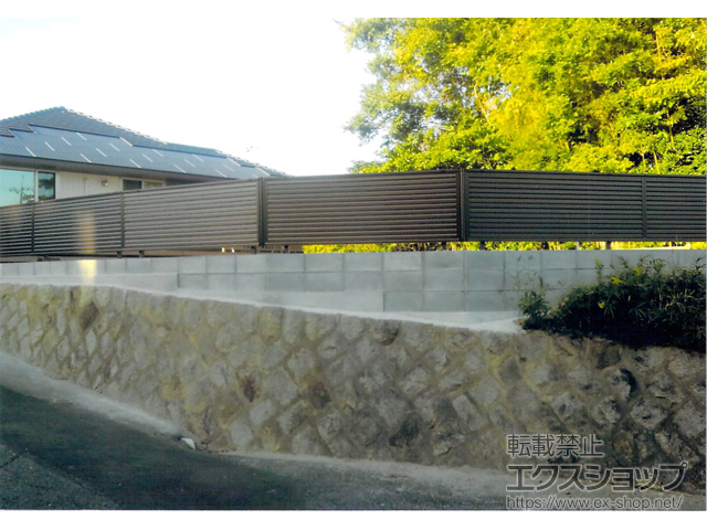 山口県宇部市ののフェンス・柵 ミエーネフェンス 目隠しルーバータイプ 自由柱施工 施工例