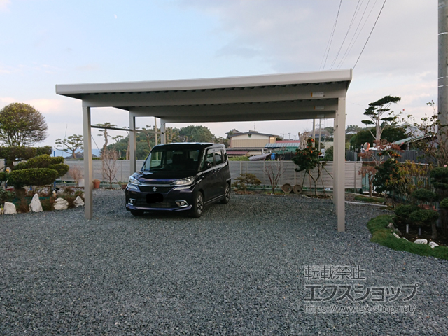 青森県三戸郡階上町ののカーポート ジーポートneo Bタイプ 2台用 角柱6本仕様 積雪〜100cm対応 施工例