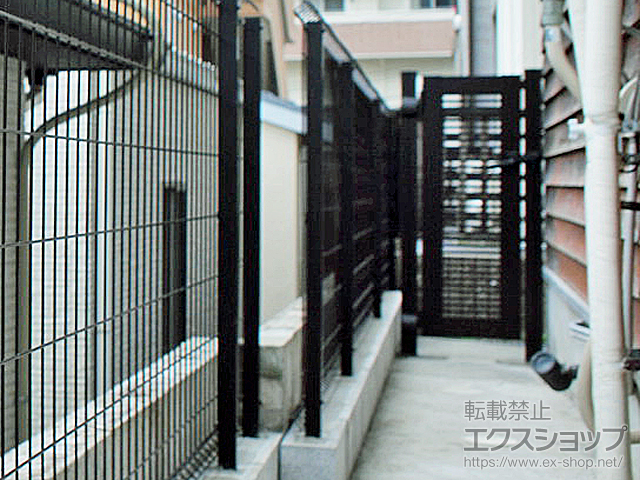 兵庫県神戸市のの門扉 【特注】シンプレオ門扉1型 横格子 片開き 門柱使用 施工例
