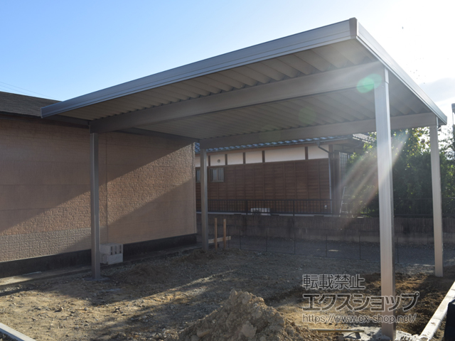 熊本県八代市のLIXIL リクシル（トステム）のカーポート テリオスポートIII 1500 2台用 角柱4本仕様 積雪〜50cm対応 施工例