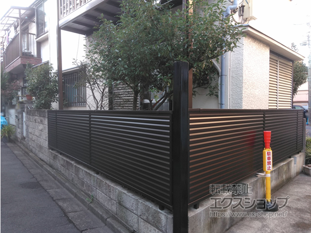 東京都品川区ののフェンス・柵 ミエーネフェンス 目隠しルーバータイプ 自由柱施工 施工例
