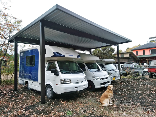 静岡県御殿場市ののカーポート レオンポートneo 3台用 角柱4本仕様 積雪〜50cm対応 施工例