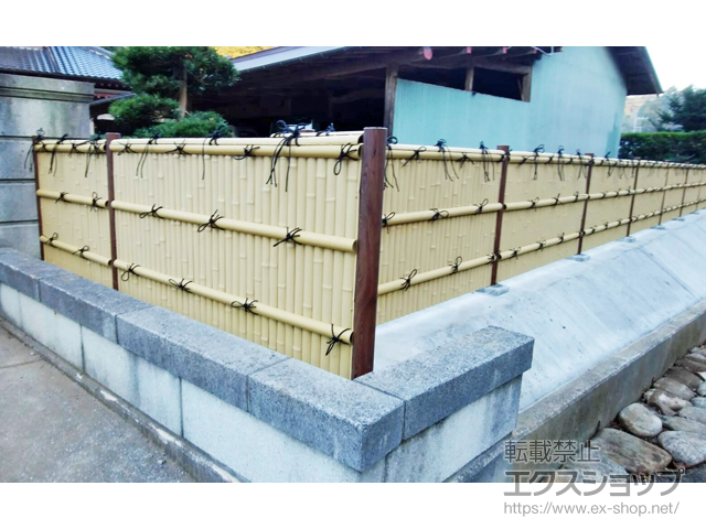 千葉県香取郡多古町ののフェンス・柵 e-バンブーユニット 建仁寺垣 間仕切柱（片面） 施工例