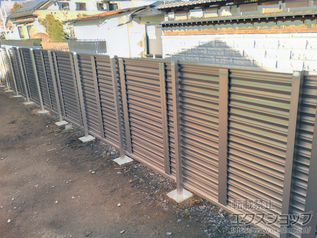 宮城県栗原市ののフェンス・柵 シンプレオフェンス13型 ルーバー 自由柱施工 施工例