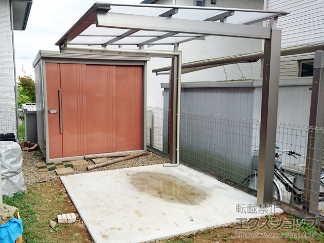 栃木県宇都宮市ののサイクルポート・駐輪場 ニューマイリッシュミニ 逆勾配 前下がり 施工例