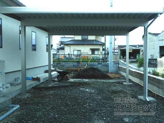 茨城県北茨城市ののカーポート ジーポートneo Aタイプ 2台用 角柱4本柱 積雪〜100cm対応 施工例