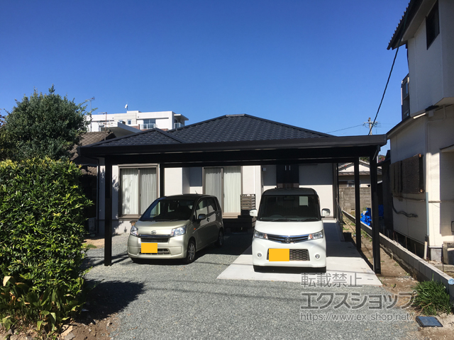 熊本県熊本市のLIXIL リクシル（トステム）のカーポート テリオスポートIII 1500 2台用 角柱4本柱 積雪〜50cm対応 施工例