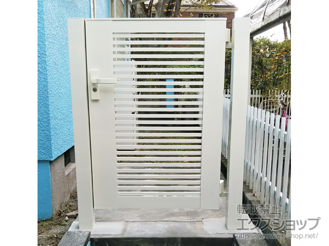 神奈川県横浜市のの門扉 ライシス門扉 1型 細横桟 片開き 柱使用 施工例