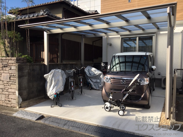 京都府京田辺市ののカーポート ソリッドポート ワイド 積雪〜20cm対応 施工例