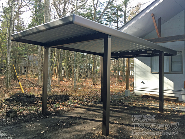 長野県北佐久郡軽井沢町ののカーポート ジーポートneo Aタイプ 角柱4本仕様 積雪〜100cm対応 施工例