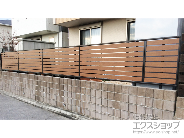 愛知県稲沢市ののフェンス・柵 モクアルフェンス 横板タイプ 自由柱施工 施工例