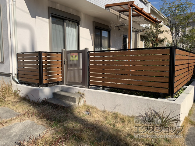 愛知県名古屋市ののフェンス・柵 モクアルフェンス 横板タイプ 自由柱施工 施工例