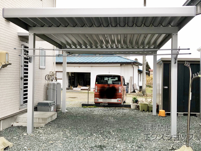 岩手県北上市ののカーポート ジーポートneo Aタイプ 角柱4本柱 積雪〜100cm対応 施工例